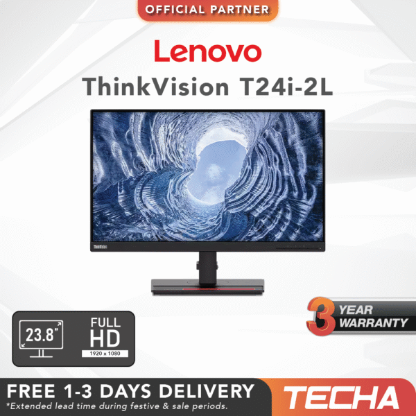 24" Inch Lenovo T24i-2L Borderless IPS Full HD LED Monitor.