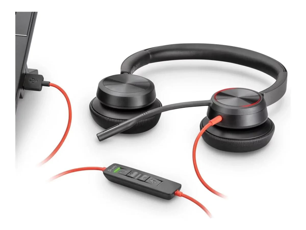 Plantronics C5220 Dual Ear Red Wire With Pouch Noise-Canceling Black USB with MIC - Image 4