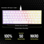 Corsair K65 RGB MINI 60% RGP0137 RGB Gray Switch Mechanical Gaming White Keyboard Advanced RGB Pro Series with Durable Build - Image 3
