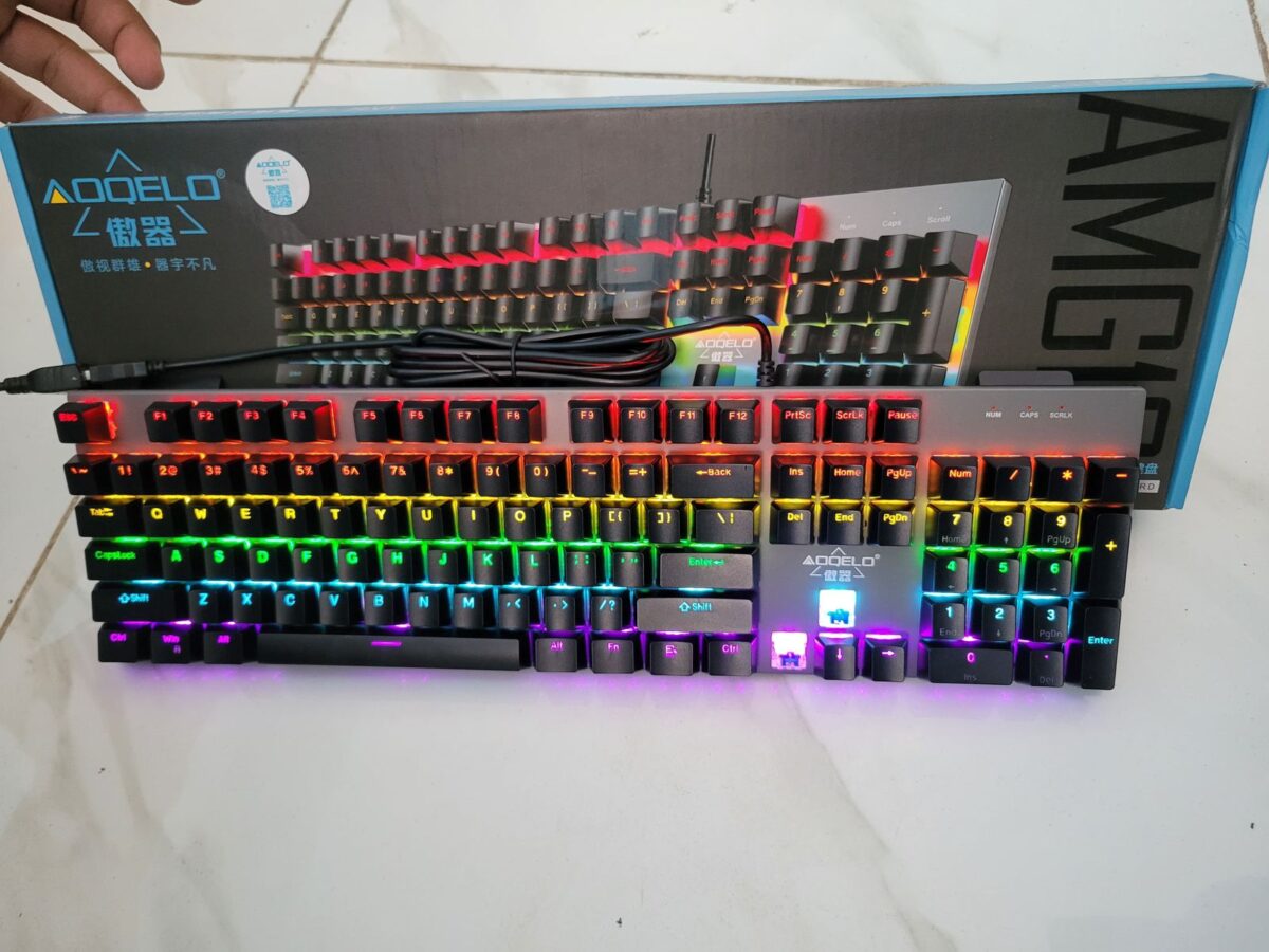 Aoqelo AMG110 Mechanical RGB Gaming Keyboard With Blue Switches NEW With Box - Image 1