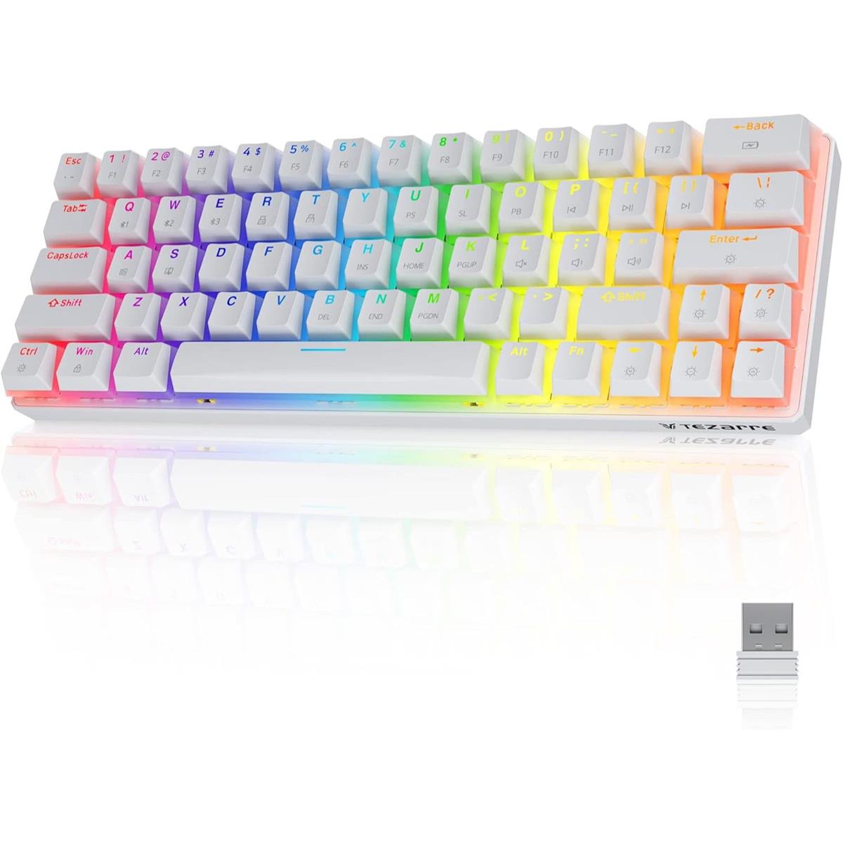 tezarre-tk63-pro-white-gaming-keyboard-price-in-pakistan-3-19643-2243194-011124091533199.jpg Keyboard White Tezarre TK-63 Pro Full ARGB Wireless Bluetooth Mechanical Gaming Keyboard White Gateron Red Switches - Image 1