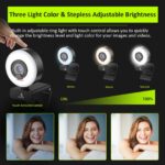 NexiGo N960E 1080p Webcam 60 FPS Adjustable Ring Light Dual Stereo Microphone Black - Image 3
