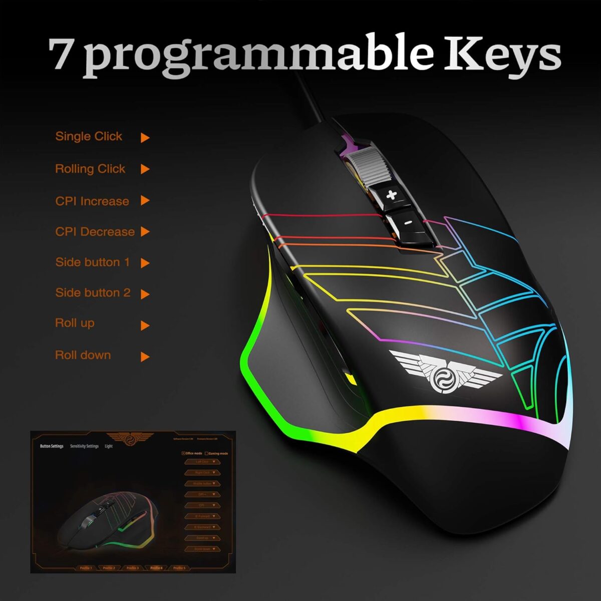 Newmen GX7-Pro RGB Wired Gaming Mouse High Precision Optical Sensor Professional Ergonomic Design - Image 6