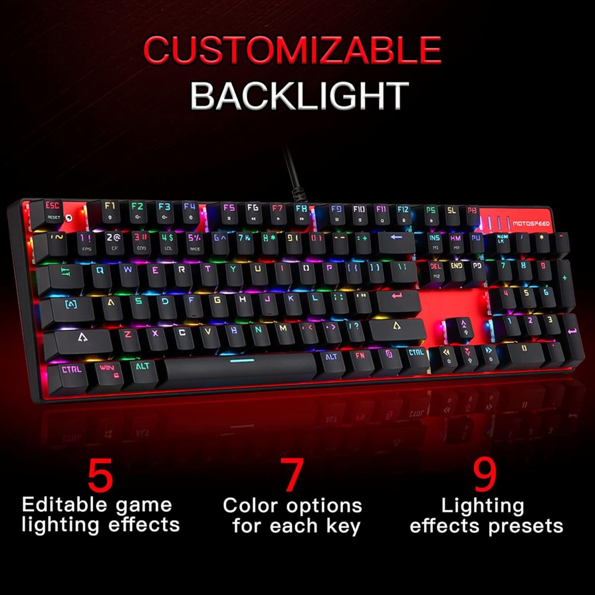 MOTOSPEED CK104 RGB Mechanical Gaming Keyboard with Outemu Red Switches - Image 2