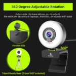 NexiGo N960E 1080p Webcam 60 FPS Adjustable Ring Light Dual Stereo Microphone Black - Image 7