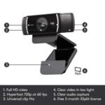 Logitech C922 Pro Full HD 1080p Streaming Webcam with Dual Microphones