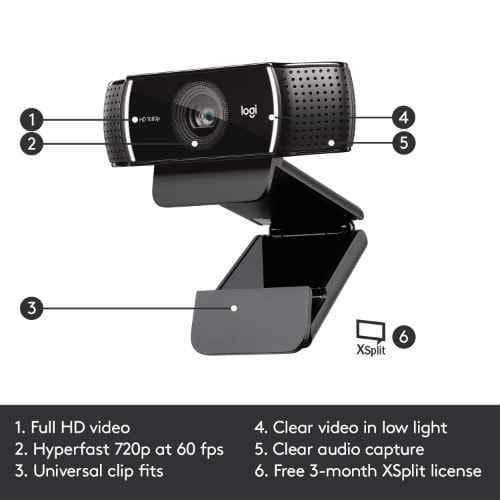 2022-06-0711-10-5334 Logitech C922 Pro Full HD 1080p Streaming Webcam with Dual Microphones - Image 1