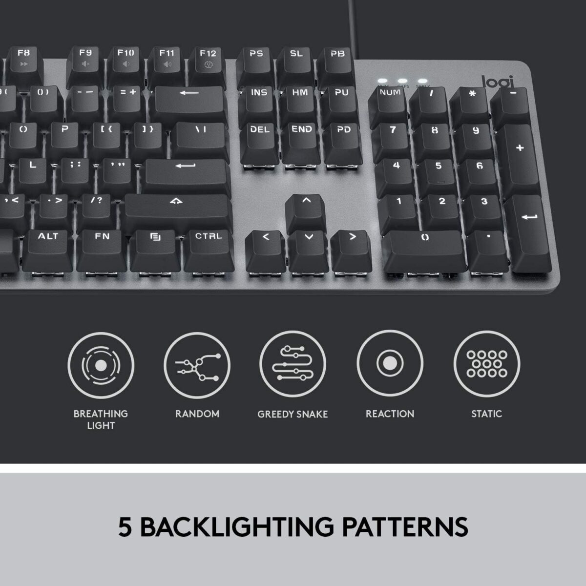 Logitech K840 – Full-Size Mechanical Keyboard, Romer-G Switches, White Backlight - Image 4