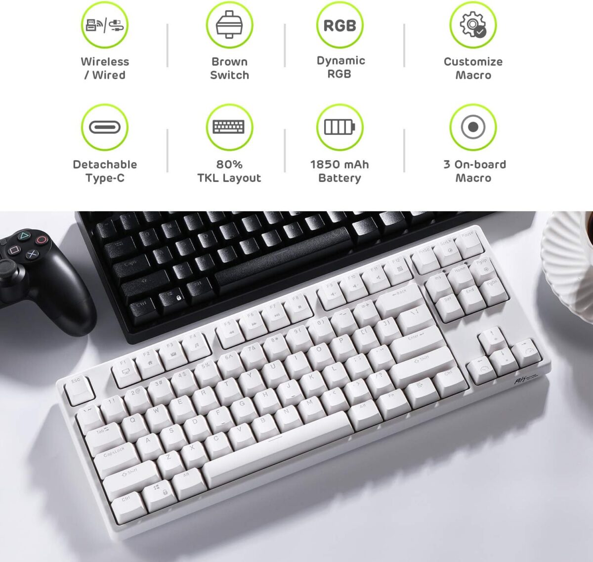Royal Kludge SINK87G – TKL Wireless Mechanical Keyboard, RGB (Dongle Missing) - Image 2